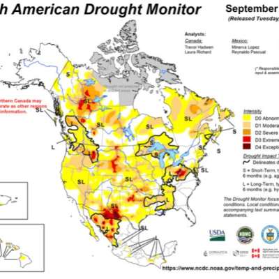 North American Drought Map Sept 2024