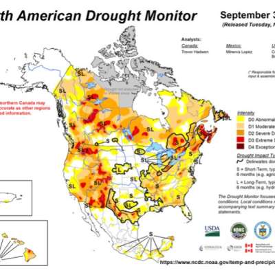 North American Drought Map Sept 2025