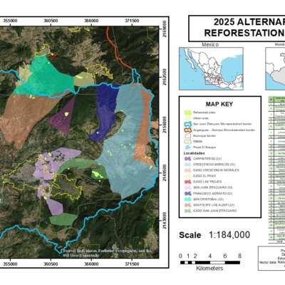 Mapa de sitios de reforestación 2025 en Inglés