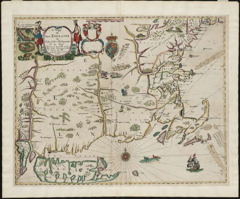 Map of New England printed by John Seller John in 1675 CE